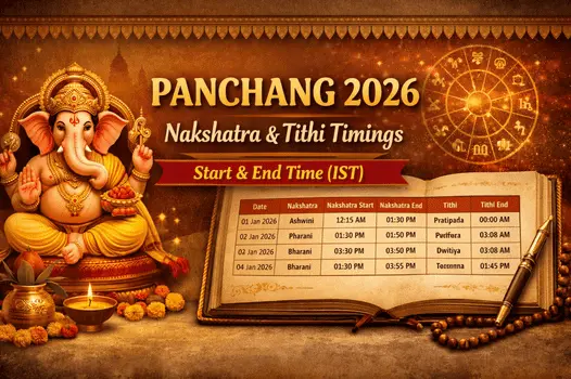 Panchang 2026 : Jan 01 to 30 Jun 2026 Daily Nakshatra & Tithi with Exact Start–End Time (IST)